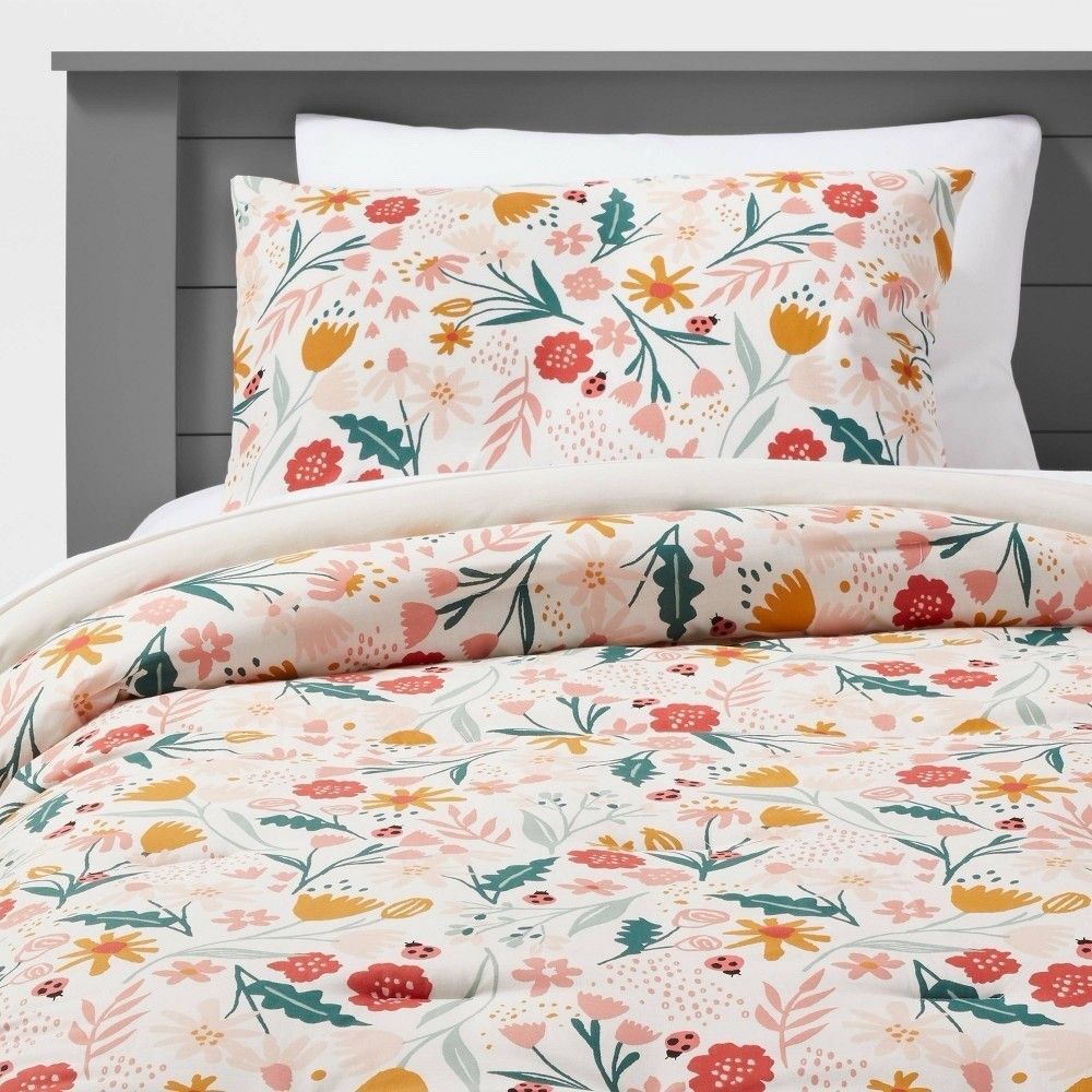 Pillowfort Floral Comforter Set Full/Queen Kids Cotton 3Pc Multicolor